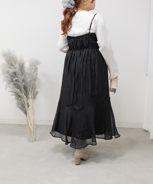 CLETTE(クレット)の「オーガンジーキャミワンピース(ワンピース・レディース・ブラック/パープル・LL/3L/4L)」の14枚目の写真