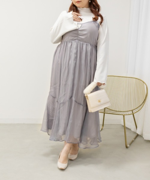 CLETTE(クレット)の「オーガンジーキャミワンピース(ワンピース・レディース・ブラック/パープル・LL/3L/4L)」の19枚目の写真