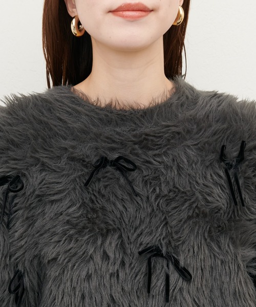 natural couture(ナチュラルクチュール)の「フェザーベロアリボンニットプルオーバー(ニット/セーター・レディース・ライトベージュ/ラベンダー/チャコールグレー/ライトグレー・FREE)」の17枚目の写真