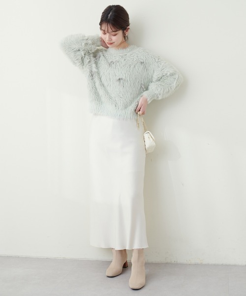 natural couture(ナチュラルクチュール)の「フェザーベロアリボンニットプルオーバー(ニット/セーター・レディース・ライトベージュ/ラベンダー/チャコールグレー/ライトグレー・FREE)」の11枚目の写真