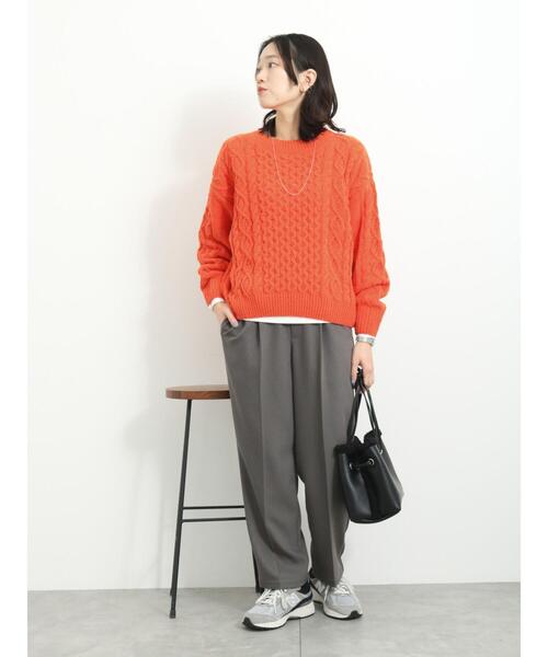 Samansa Mos2 blue（サマンサモスモスブルー）の「マットモールケーブルニットプルオーバー（ニット/セーター・レディース・キナリ/オレンジ/グリーン・F）」の9枚目の写真