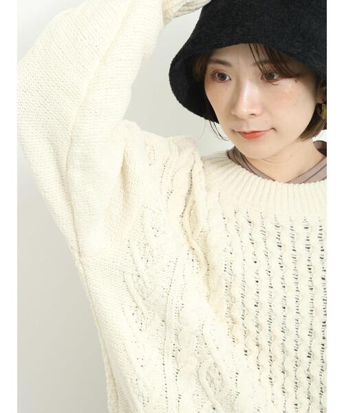 Samansa Mos2 blue（サマンサモスモスブルー）の「マットモールケーブルニットプルオーバー（ニット/セーター・レディース・キナリ/オレンジ/グリーン・F）」の15枚目の写真