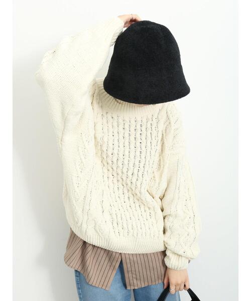 Samansa Mos2 blue（サマンサモスモスブルー）の「マットモールケーブルニットプルオーバー（ニット/セーター・レディース・キナリ/オレンジ/グリーン・F）」の16枚目の写真