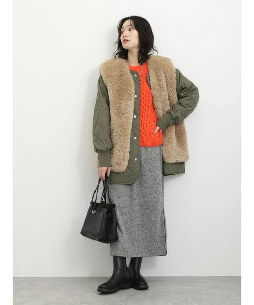 Samansa Mos2 blue（サマンサモスモスブルー）の「マットモールケーブルニットプルオーバー（ニット/セーター・レディース・キナリ/オレンジ/グリーン・F）」の20枚目の写真