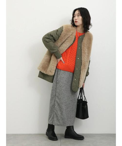 Samansa Mos2 blue（サマンサモスモスブルー）の「マットモールケーブルニットプルオーバー（ニット/セーター・レディース・キナリ/オレンジ/グリーン・F）」の21枚目の写真