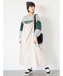 ehka sopo | コーデュロイギャザーキャミワンピース(ワンピース)