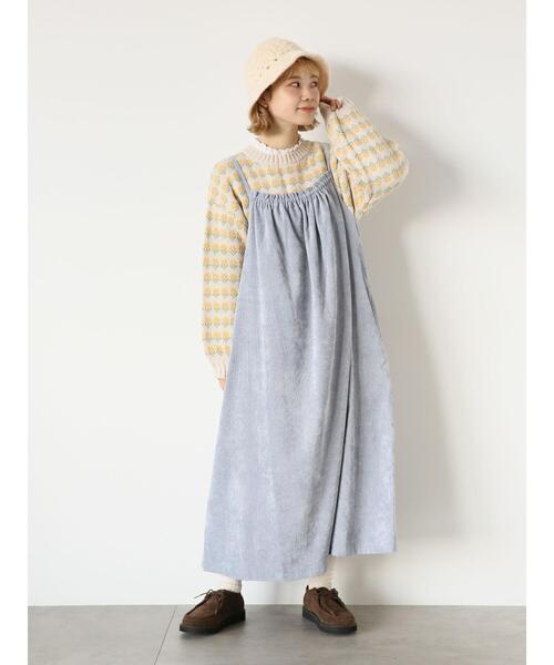 ehka sopo（エヘカソポ）の「コーデュロイギャザーキャミワンピース（ワンピース・レディース・グレー/チャコールグレー/キナリ・F）」の11枚目の写真