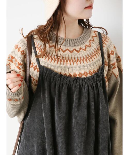 ehka sopo（エヘカソポ）の「コーデュロイギャザーキャミワンピース（ワンピース・レディース・グレー/チャコールグレー/キナリ・F）」の14枚目の写真