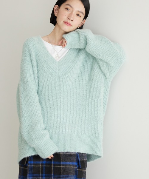 Ameri VINTAGE - ぶぶ Ameri☆新品タグ付き☆カーテンVネックニット AMERICAN HOLIC ニット セーター カーブVネックニットプル