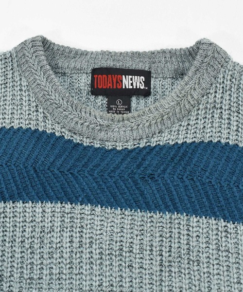 VINTAGE（ヴィンテージ）の「【ヴィンテージ古着】90's TODAYS NEWS ボーダー アクリルニット セーター（ニット/セーター・メンズ・グレー・LARGE）」の4枚目の写真