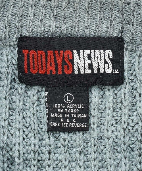 VINTAGE（ヴィンテージ）の「【ヴィンテージ古着】90's TODAYS NEWS ボーダー アクリルニット セーター（ニット/セーター・メンズ・グレー・LARGE）」の3枚目の写真