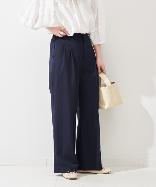 B.C STOCK(ベーセーストック)の「T/Rセンタープレスタックパンツ(スラックス・レディース・チャコールグレー/ベージュ/ネイビー・FREE)」の3枚目の写真