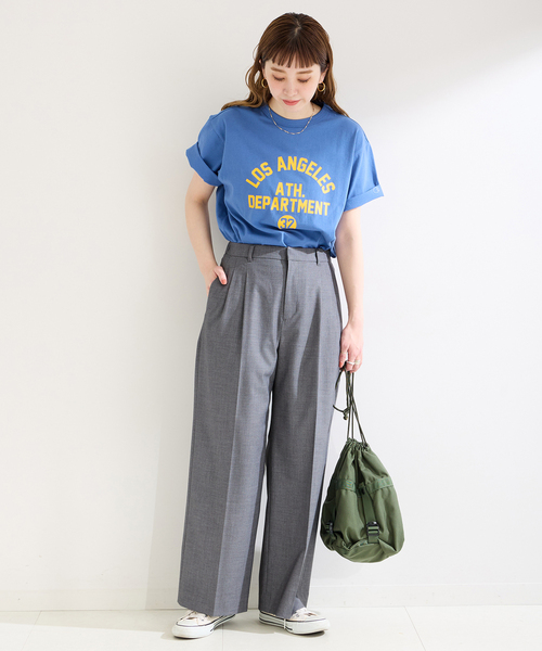 B.C STOCK(ベーセーストック)の「T/Rセンタープレスタックパンツ(スラックス・レディース・チャコールグレー/ベージュ/ネイビー・FREE)」の4枚目の写真