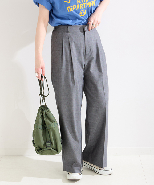 B.C STOCK(ベーセーストック)の「T/Rセンタープレスタックパンツ(スラックス・レディース・チャコールグレー/ベージュ/ネイビー・FREE)」の14枚目の写真