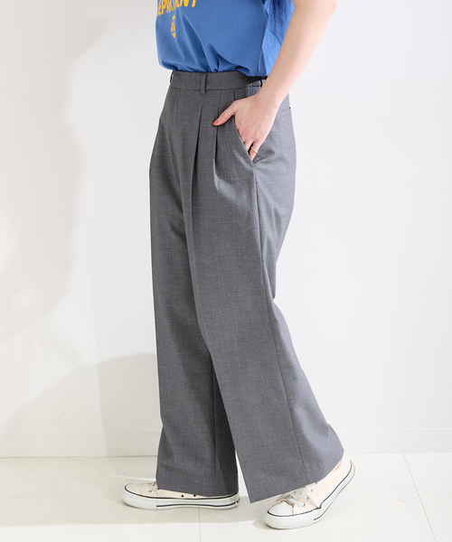 B.C STOCK(ベーセーストック)の「T/Rセンタープレスタックパンツ(スラックス・レディース・チャコールグレー/ベージュ/ネイビー・FREE)」の15枚目の写真