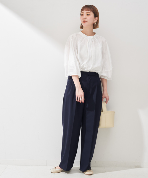 B.C STOCK(ベーセーストック)の「T/Rセンタープレスタックパンツ(スラックス・レディース・チャコールグレー/ベージュ/ネイビー・FREE)」の7枚目の写真