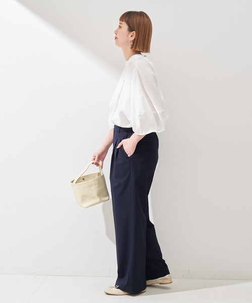 B.C STOCK(ベーセーストック)の「T/Rセンタープレスタックパンツ(スラックス・レディース・チャコールグレー/ベージュ/ネイビー・FREE)」の9枚目の写真