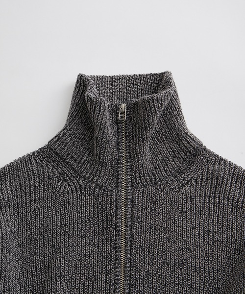 ADAM ET ROPE'（アダムエロペ）の「コットンリネン メランジ ニット ハーフジップ プルオーバー / 3シーズン着用可能（ニット/セーター・メンズ・スミクロ/ラベンダー/ターコイズブルー・L/M）」の4枚目の写真