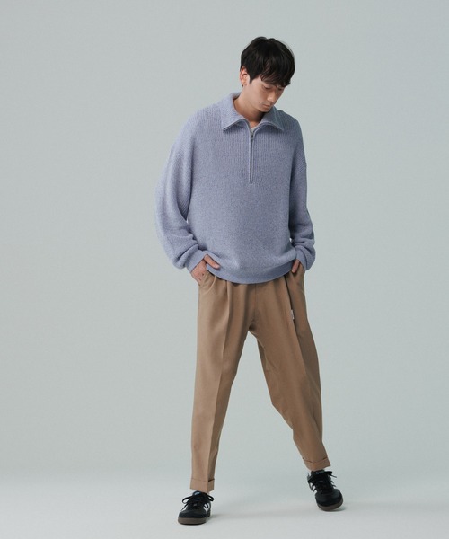 ADAM ET ROPE'（アダムエロペ）の「コットンリネン メランジ ニット ハーフジップ プルオーバー / 3シーズン着用可能（ニット/セーター・メンズ・スミクロ/ラベンダー/ターコイズブルー・L/M）」の18枚目の写真