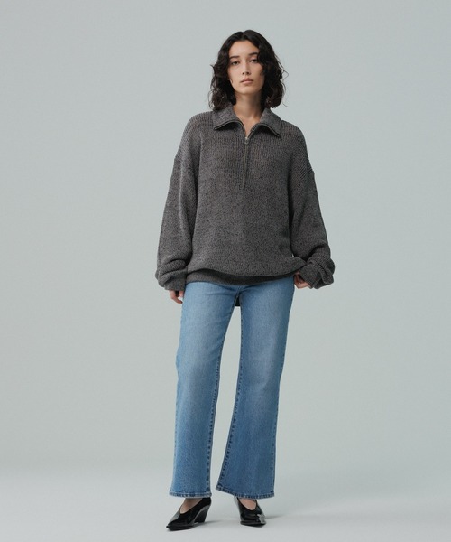 ADAM ET ROPE'（アダムエロペ）の「コットンリネン メランジ ニット ハーフジップ プルオーバー / 3シーズン着用可能（ニット/セーター・メンズ・スミクロ/ラベンダー/ターコイズブルー・L/M）」の13枚目の写真