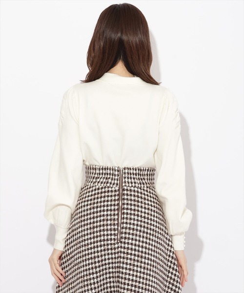 WILLSELECTION（ウィルセレクション）の「ギャザー袖ボウタイプルオーバー（ニット/セーター・レディース・ピンク/オフホワイト/ブラック・MEDIUM）」の8枚目の写真