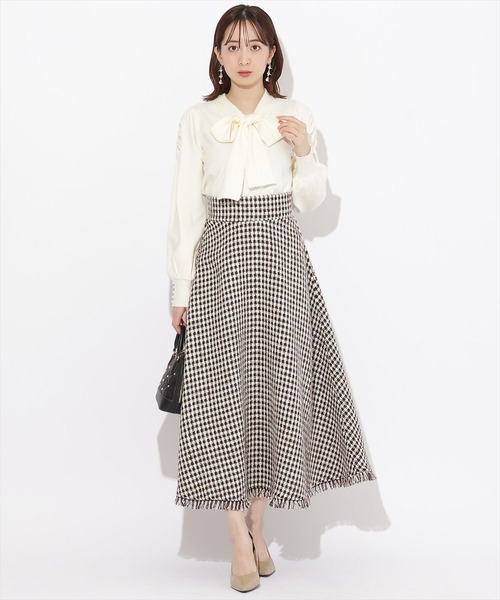 WILLSELECTION（ウィルセレクション）の「ギャザー袖ボウタイプルオーバー（ニット/セーター・レディース・ピンク/オフホワイト/ブラック・MEDIUM）」の12枚目の写真