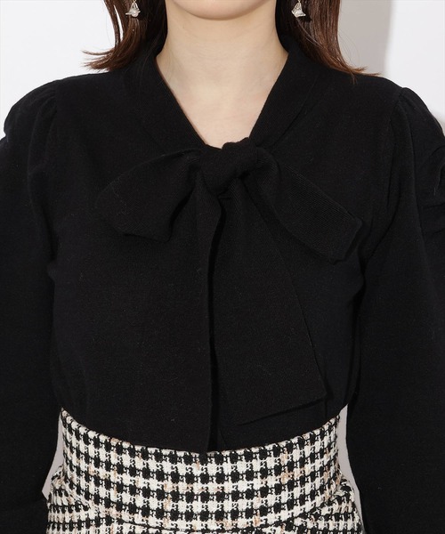 WILLSELECTION（ウィルセレクション）の「ギャザー袖ボウタイプルオーバー（ニット/セーター・レディース・ピンク/オフホワイト/ブラック・MEDIUM）」の16枚目の写真