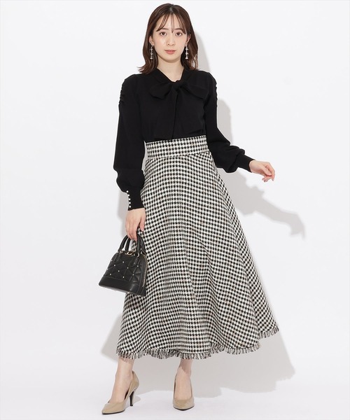 WILLSELECTION（ウィルセレクション）の「ギャザー袖ボウタイプルオーバー（ニット/セーター・レディース・ピンク/オフホワイト/ブラック・MEDIUM）」の13枚目の写真