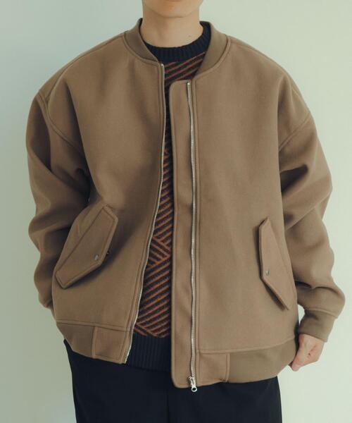 ITEMS URBANRESEARCH（アイテムズ アーバンリサーチ）の「ウールライクメルトン MA-1（MA-1・メンズ・カーキ/ブラック/モカ・LARGE/MEDIUM）」の3枚目の写真