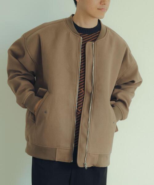 ITEMS URBANRESEARCH（アイテムズ アーバンリサーチ）の「ウールライクメルトン MA-1（MA-1・メンズ・カーキ/ブラック/モカ・LARGE/MEDIUM）」の13枚目の写真