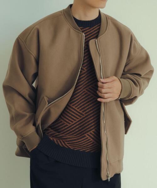 ITEMS URBANRESEARCH（アイテムズ アーバンリサーチ）の「ウールライクメルトン MA-1（MA-1・メンズ・カーキ/ブラック/モカ・LARGE/MEDIUM）」の14枚目の写真