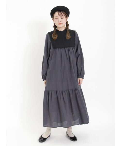 Samansa Mos2（サマンサ モスモス）の「ドビーレースティアードワンピース（ワンピース・レディース・オフホワイト/チャコールグレー/キナリ/ミント・F）」の13枚目の写真