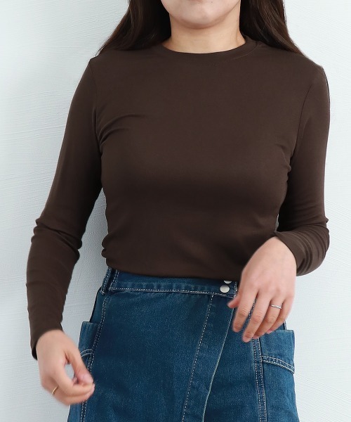 Miniministore(ミニミニストア)の「長袖Tシャツ 無地 レディース トップス(Tシャツ/カットソー・レディース・ブラック/ミント/ブルー/グレー/チャコールグレー/ブラウン/ホワイト/ダークベージュ・FREE)」の14枚目の写真