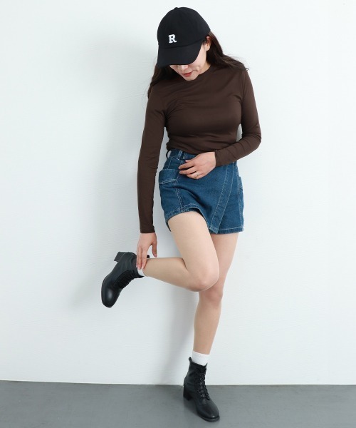 Miniministore(ミニミニストア)の「長袖Tシャツ 無地 レディース トップス(Tシャツ/カットソー・レディース・ブラック/ミント/ブルー/グレー/チャコールグレー/ブラウン/ホワイト/ダークベージュ・FREE)」の13枚目の写真