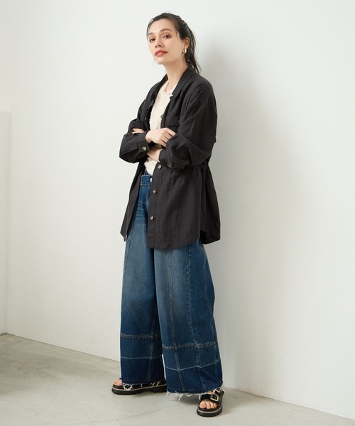BAYFLOW(ベイフロー)の「リネンサファリジャケット(シャツ/ブラウス・レディース・チャコール/アイボリー/カーキ・SMALL/MEDIUM)」の5枚目の写真