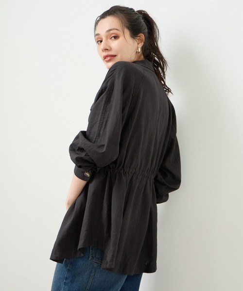 BAYFLOW(ベイフロー)の「リネンサファリジャケット(シャツ/ブラウス・レディース・チャコール/アイボリー/カーキ・SMALL/MEDIUM)」の7枚目の写真