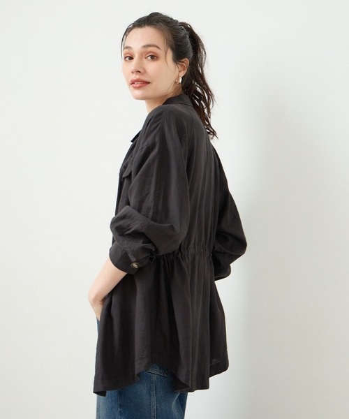 BAYFLOW(ベイフロー)の「リネンサファリジャケット(シャツ/ブラウス・レディース・チャコール/アイボリー/カーキ・SMALL/MEDIUM)」の9枚目の写真