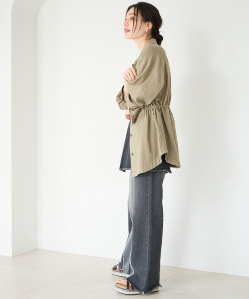 BAYFLOW(ベイフロー)の「リネンサファリジャケット(シャツ/ブラウス・レディース・チャコール/アイボリー/カーキ・SMALL/MEDIUM)」の17枚目の写真