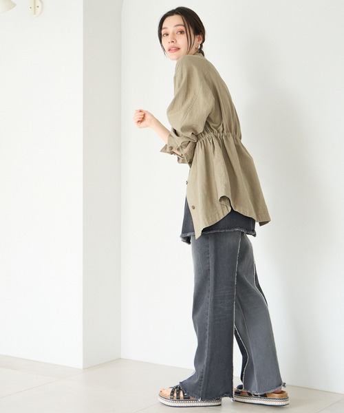 BAYFLOW(ベイフロー)の「リネンサファリジャケット(シャツ/ブラウス・レディース・チャコール/アイボリー/カーキ・SMALL/MEDIUM)」の19枚目の写真