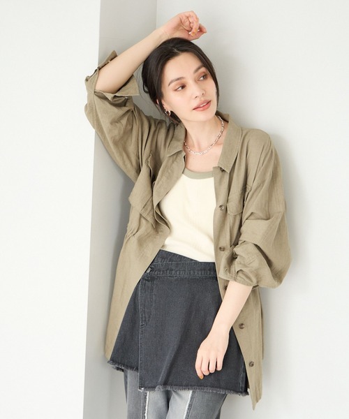 BAYFLOW(ベイフロー)の「リネンサファリジャケット(シャツ/ブラウス・レディース・チャコール/アイボリー/カーキ・SMALL/MEDIUM)」の21枚目の写真