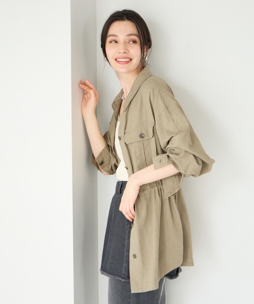 BAYFLOW(ベイフロー)の「リネンサファリジャケット(シャツ/ブラウス・レディース・チャコール/アイボリー/カーキ・SMALL/MEDIUM)」の22枚目の写真