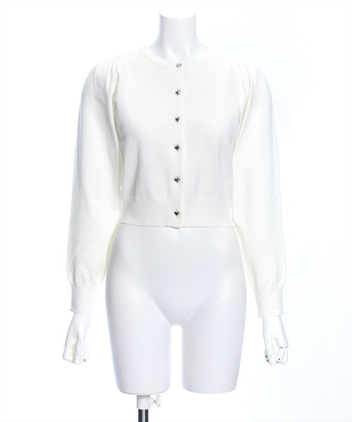 clear（クリア）の「ハートボタンパワショルニットカーディガン≪2024SS新作≫（カーディガン/ボレロ・レディース・オフホワイト/レッド/ネイビー/イエロー・F）」の14枚目の写真