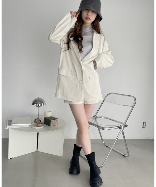 Ada.（エイダ）の「テーラードジャケット＋ショートパンツSET（テーラードジャケット・レディース・ブラウン/ブラック/アイボリー・FREE）」の14枚目の写真