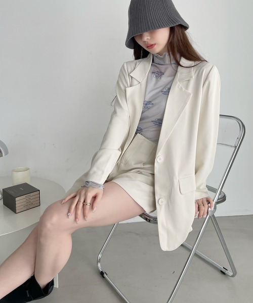 Ada.（エイダ）の「テーラードジャケット＋ショートパンツSET（テーラードジャケット・レディース・ブラウン/ブラック/アイボリー・FREE）」の7枚目の写真