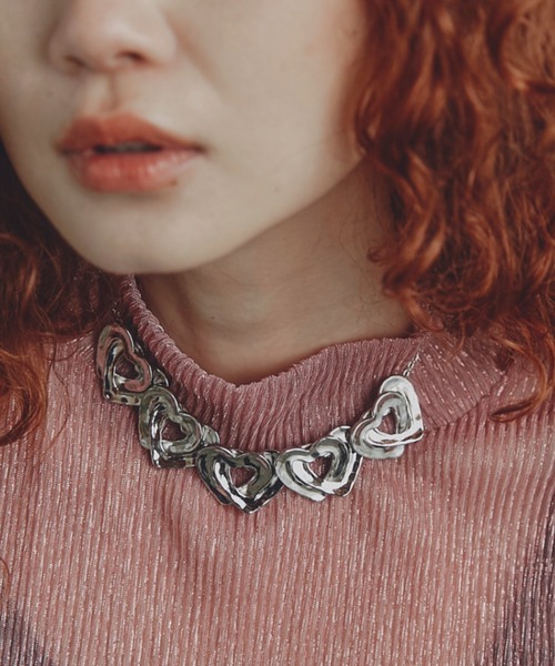 ROSE BUD（ローズバッド）の「(Sea'ds mara)ダブルハートネックレス（ネックレス・レディース・シルバー・FREE）」の4枚目の写真