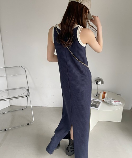 Ada.(エイダ)の「バイカラーデザイン アメスリ ワッフル ワンピース(ワンピース・レディース・チャコール/ネイビー/ベージュ・FREE)」の17枚目の写真