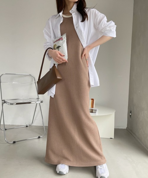 Ada.(エイダ)の「バイカラーデザイン アメスリ ワッフル ワンピース(ワンピース・レディース・チャコール/ネイビー/ベージュ・FREE)」の13枚目の写真