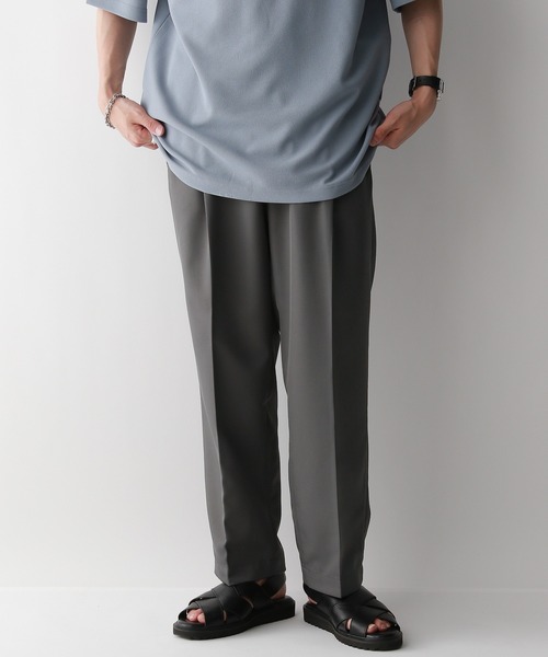 RAGEBLUE（レイジブルー）の「SILKY TWILL WIDE TAPARED SLACKS/シルキーポリクロス/ワイドテーパードスラックスパンツ（スラックス・メンズ・ブラック/グレー/ベージュ/ホワイト/ブラウン・SMALL/MEDIUM/LARGE）」の4枚目の写真
