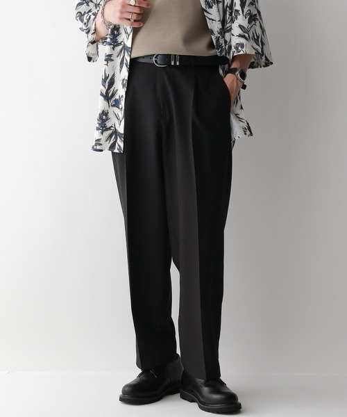 RAGEBLUE（レイジブルー）の「SILKY TWILL WIDE TAPARED SLACKS/シルキーポリクロス/ワイドテーパードスラックスパンツ（スラックス・メンズ・ブラック/グレー/ベージュ/ホワイト/ブラウン・SMALL/MEDIUM/LARGE）」の16枚目の写真