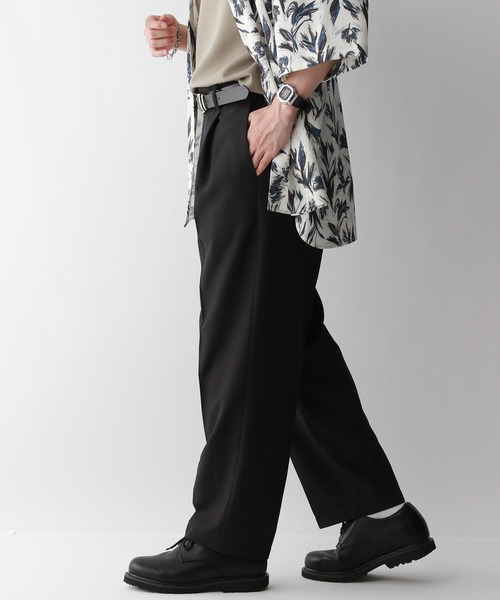 RAGEBLUE（レイジブルー）の「SILKY TWILL WIDE TAPARED SLACKS/シルキーポリクロス/ワイドテーパードスラックスパンツ（スラックス・メンズ・ブラック/グレー/ベージュ/ホワイト/ブラウン・SMALL/MEDIUM/LARGE）」の18枚目の写真